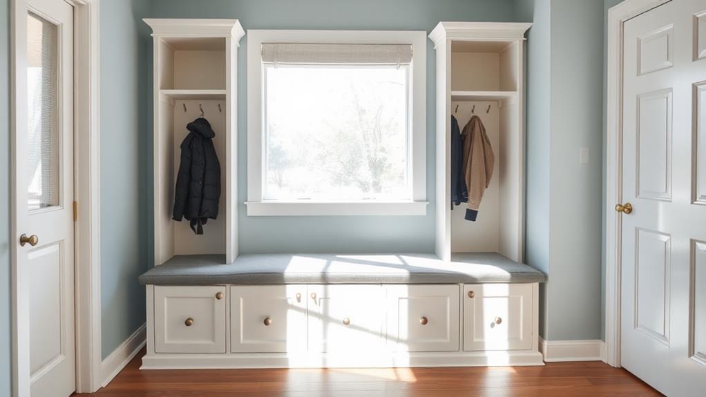 customized storage bench installation