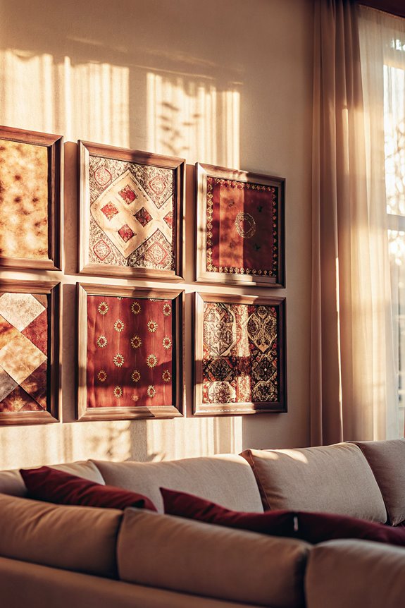 framed textile sample display