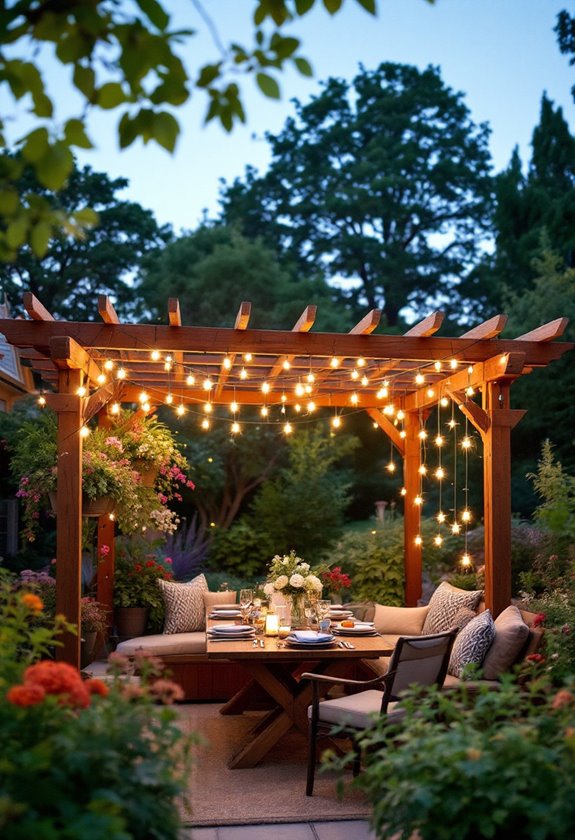 illuminated outdoor living space