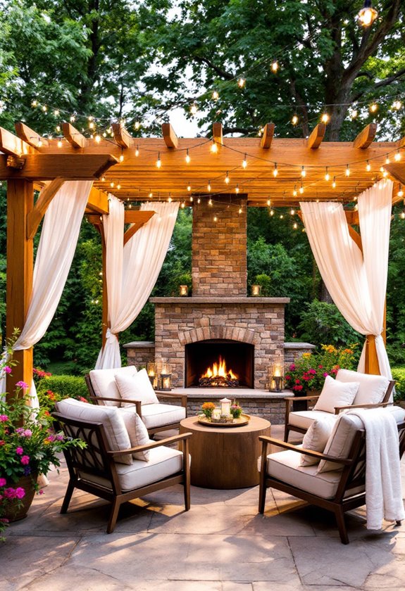 outdoor fireplace pergola design