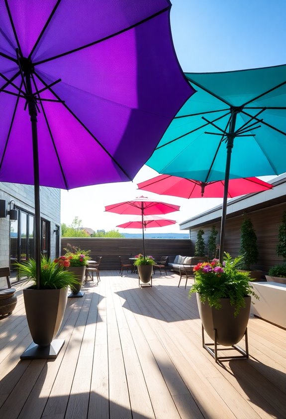 planters with umbrella stands