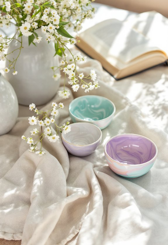colorful textured ceramic bowls