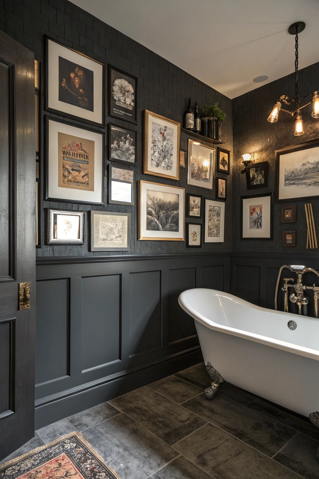 dark framed gallery wall