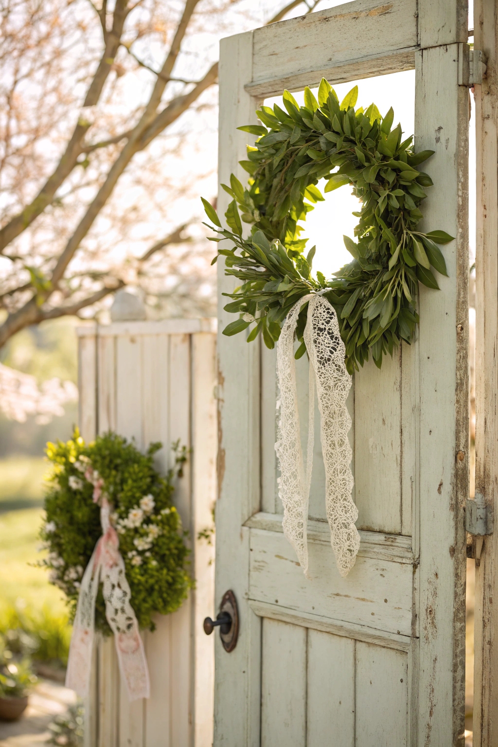 lace adorned wreath design