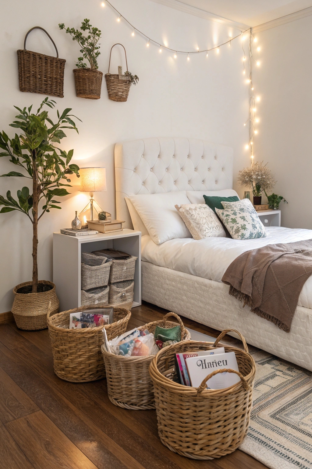 organize clutter with baskets