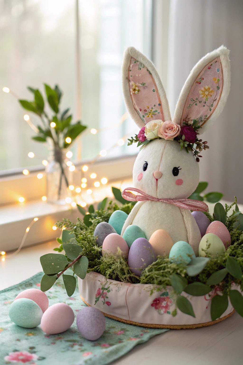 playful rabbit table decor