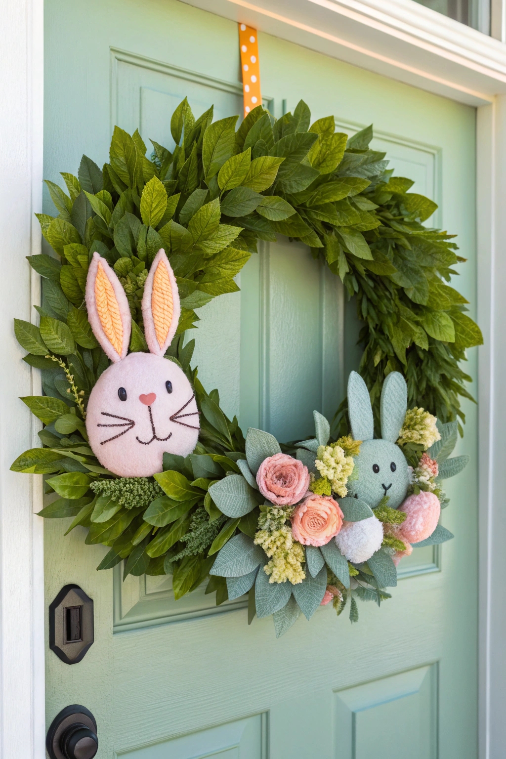 playful rabbit themed wreath