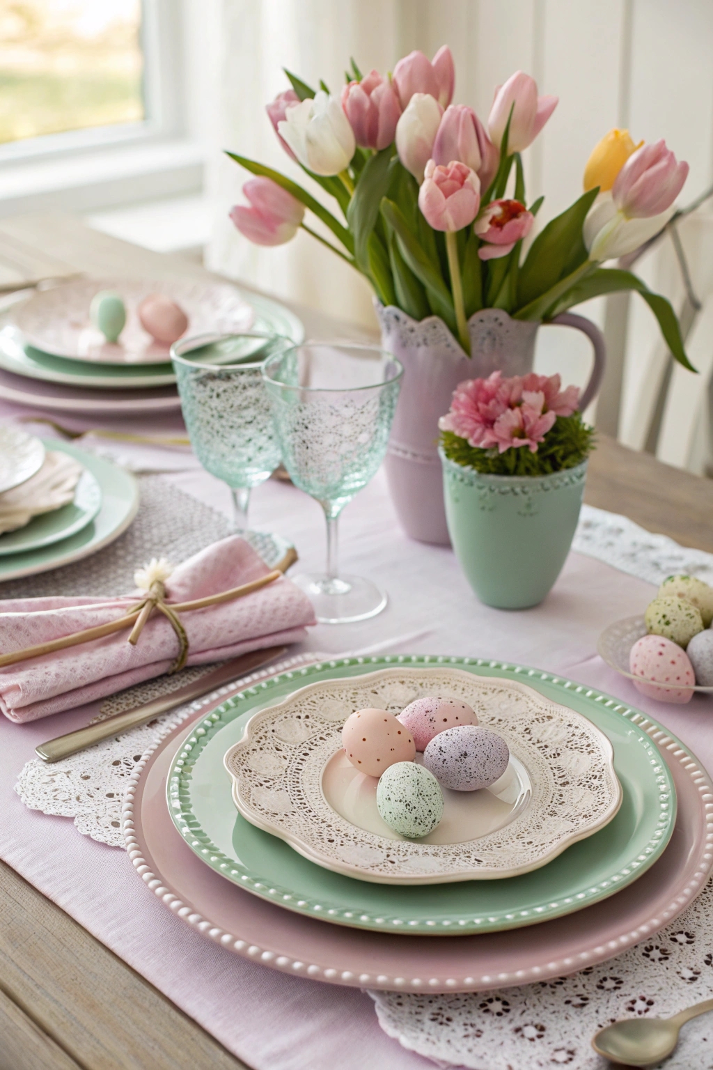 soft colored dining arrangement