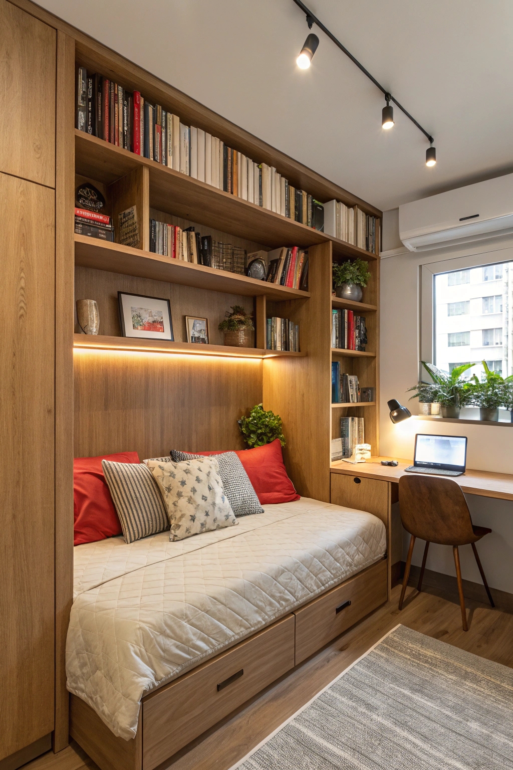 cozy nook with shelves