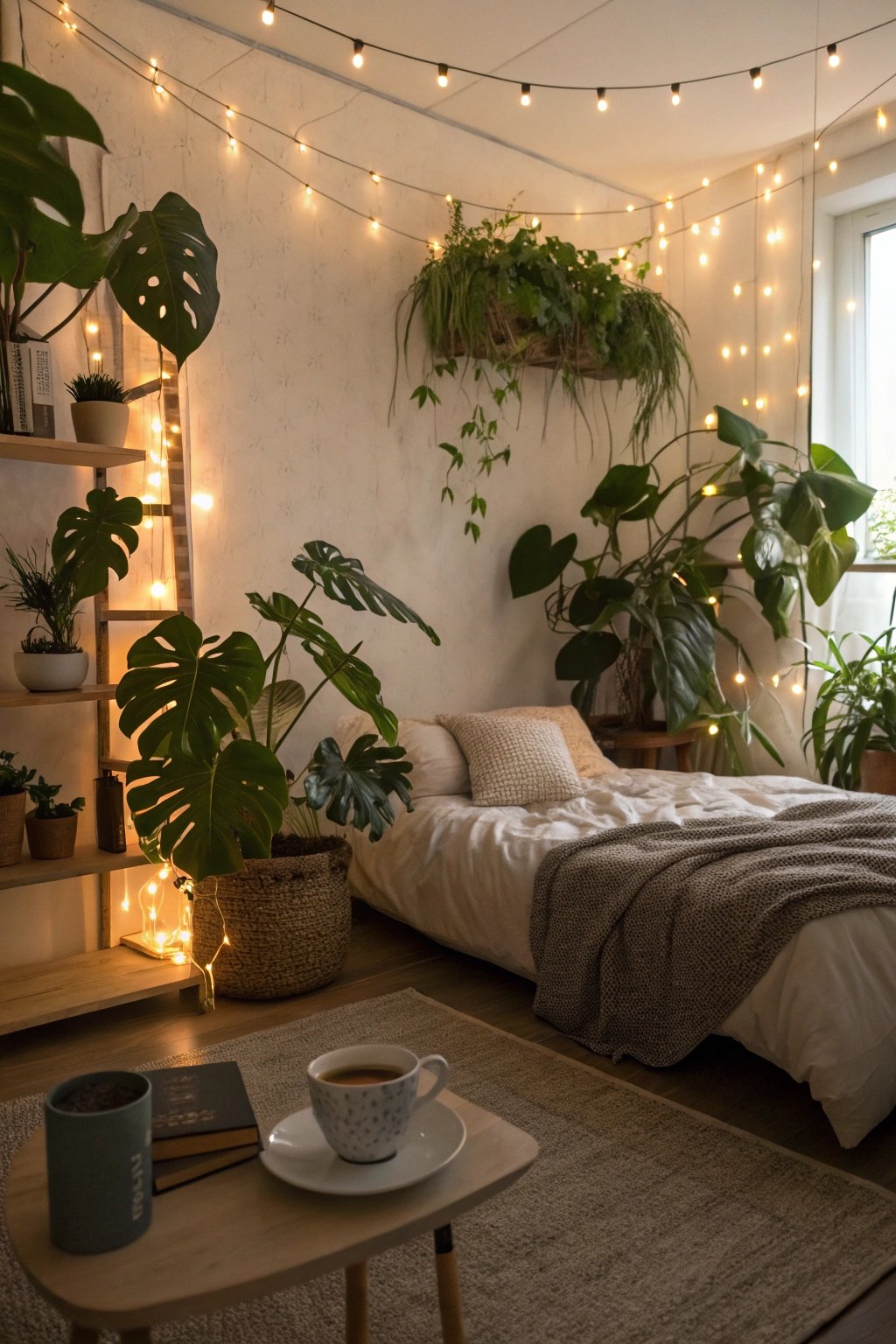 decorative lights on plants