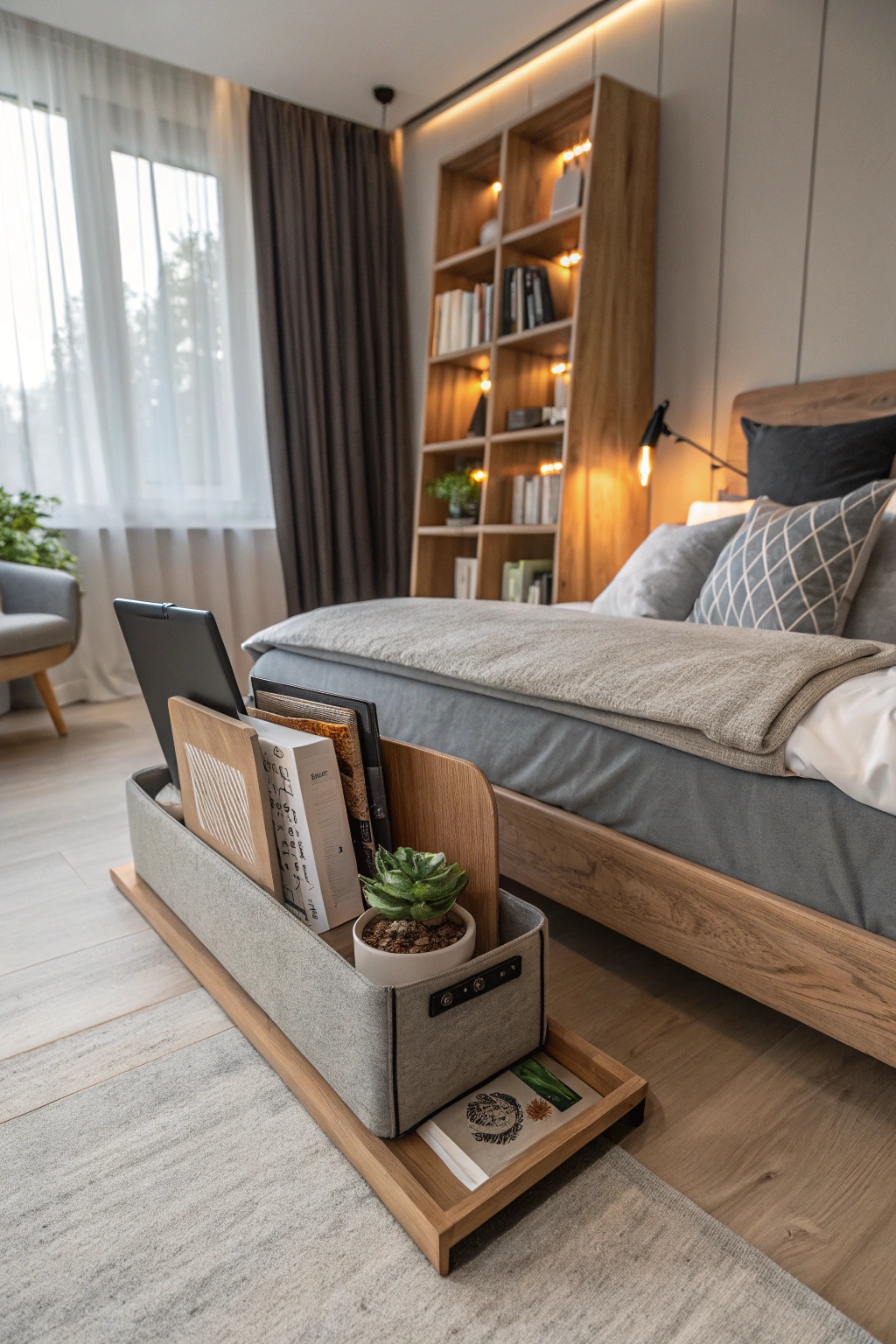 organize bedside essentials neatly