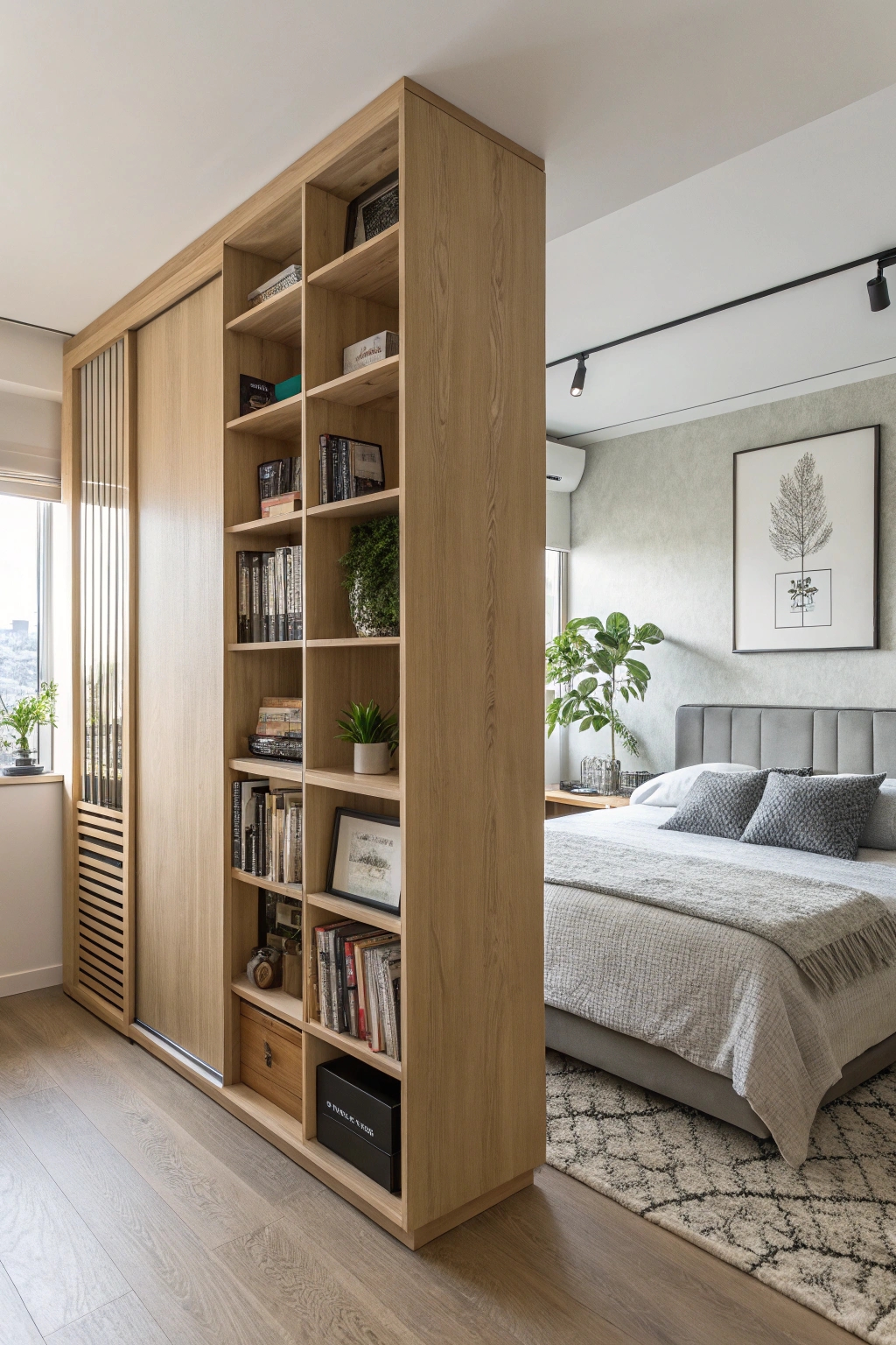 storage enhanced room divider