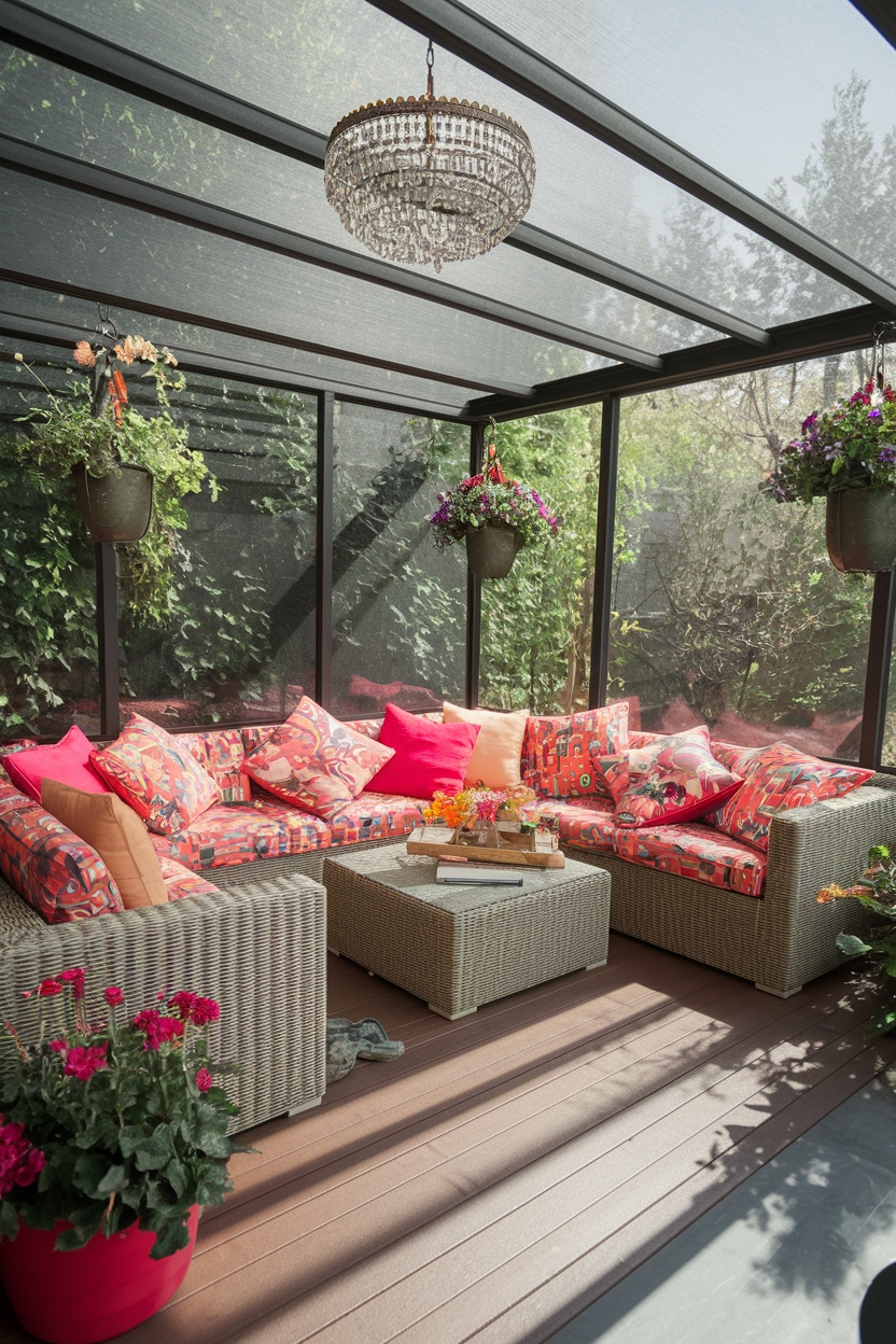 vibrant enclosed outdoor space