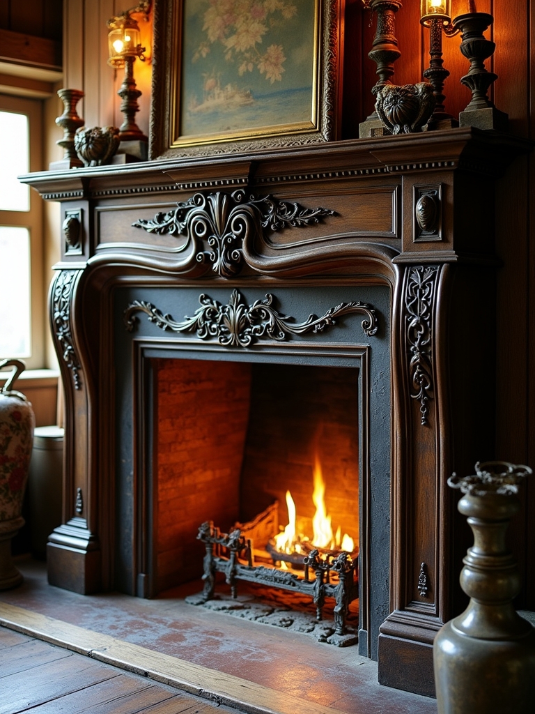 antique fireplaces enhance rooms