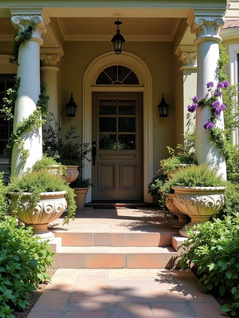 artistic vibrant porch planters