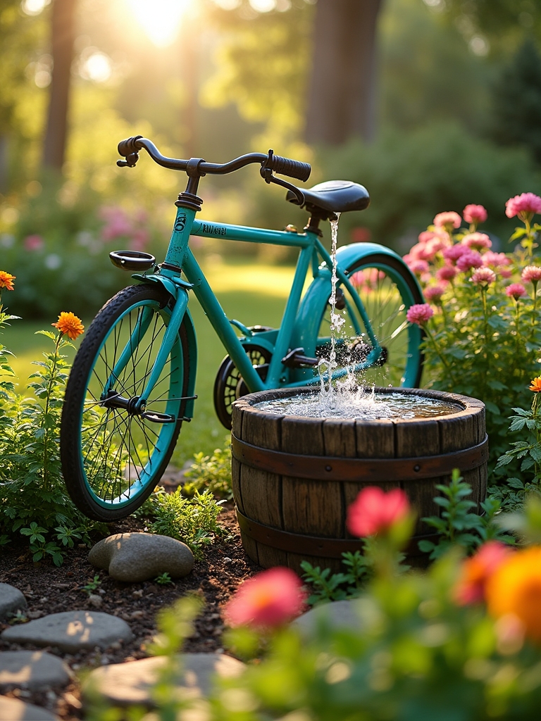 bicycle fountain garden project