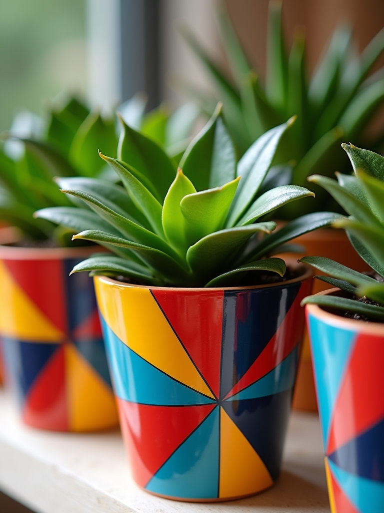 bold geometric flower pot designs