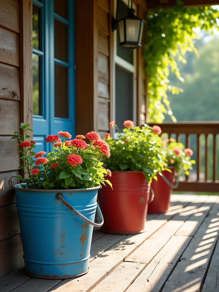 charming metal bucket planters