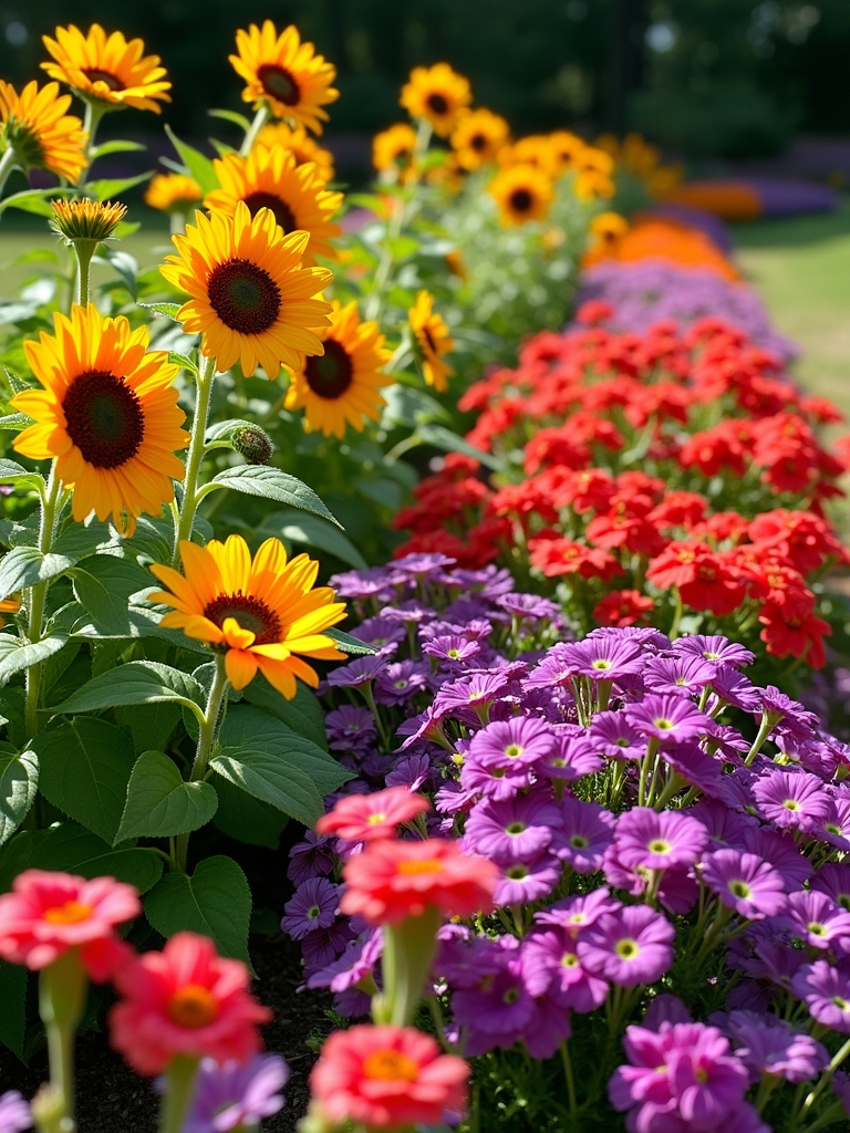 color blocked flower beds
