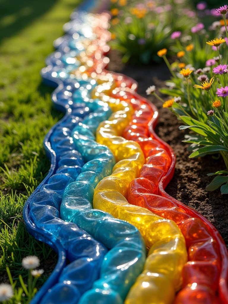 colorful bottle garden edging
