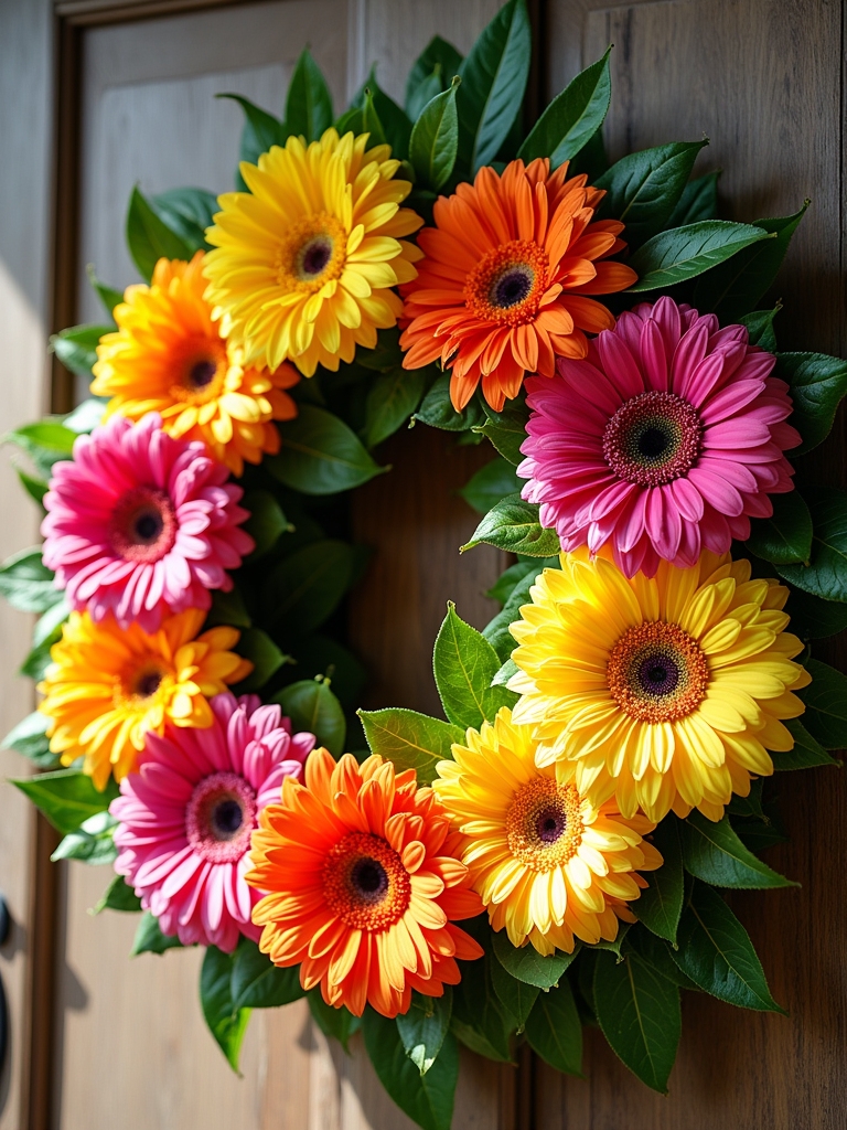 colorful summer flower wreath