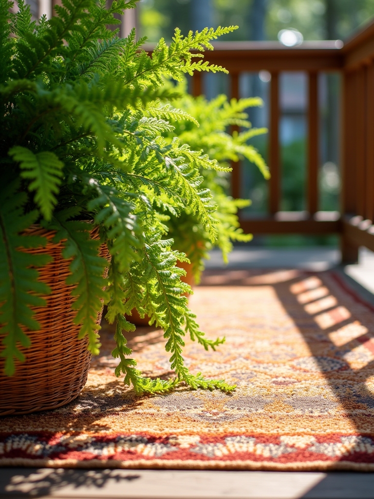 cozy outdoor fern layering