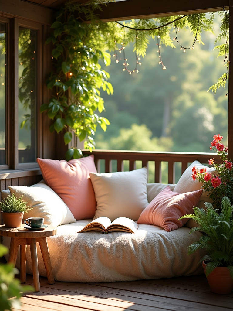 cozy outdoor reading nook