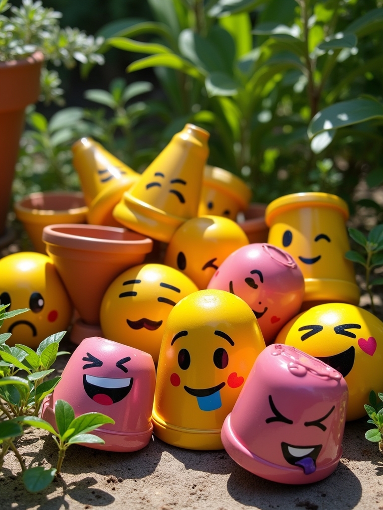 creative emoji flower pots