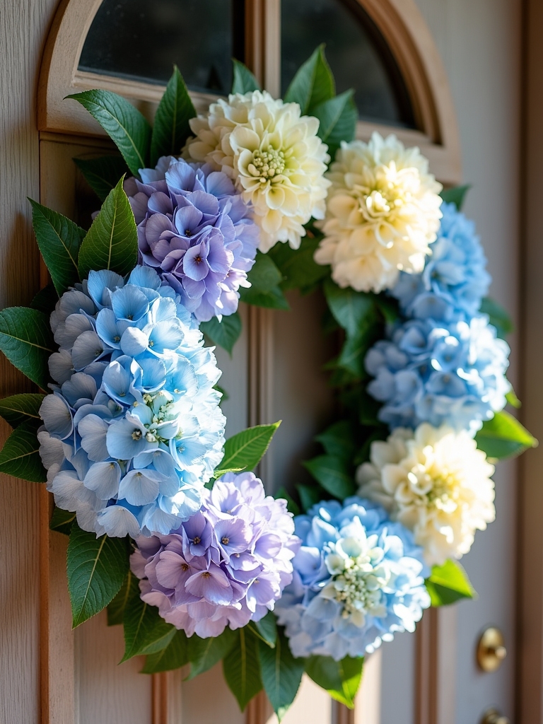 elegant hydrangea door wreath