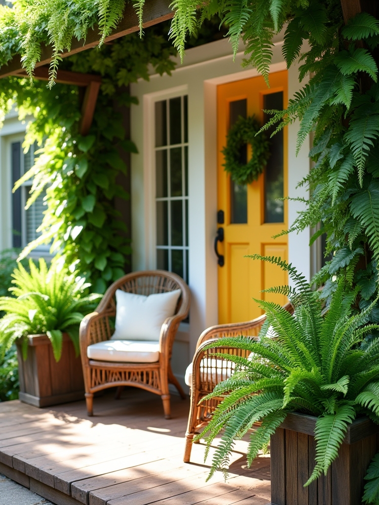 ferns framing entrance symmetry