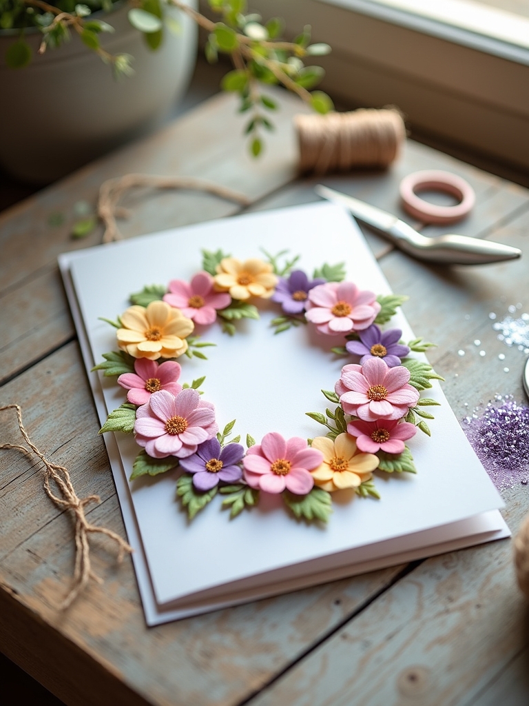floral wreath card creation