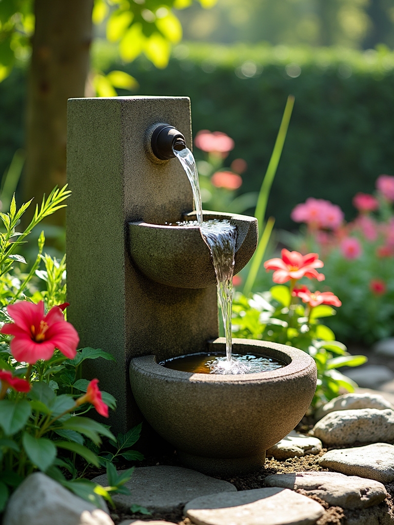 modern concrete block fountain