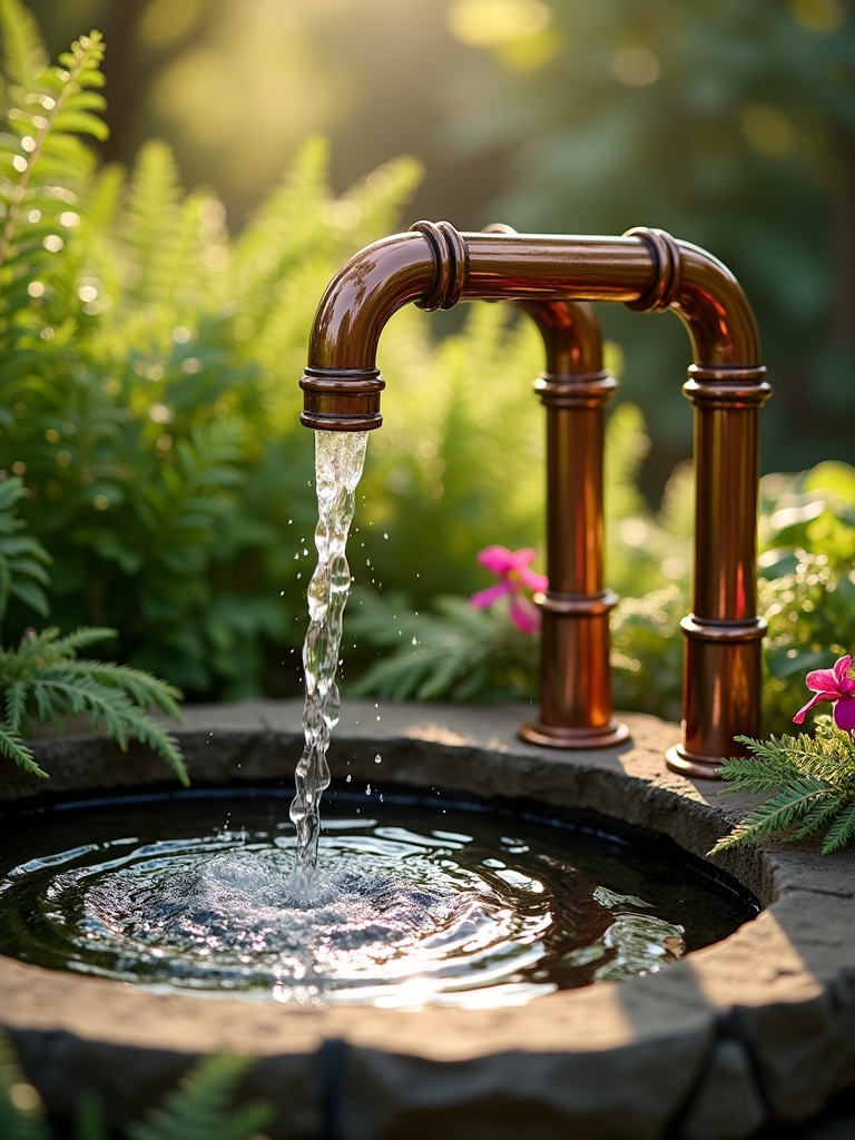 modern copper pipe fountain