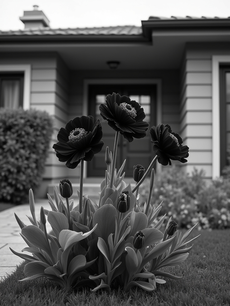 monochrome flower bed elegance