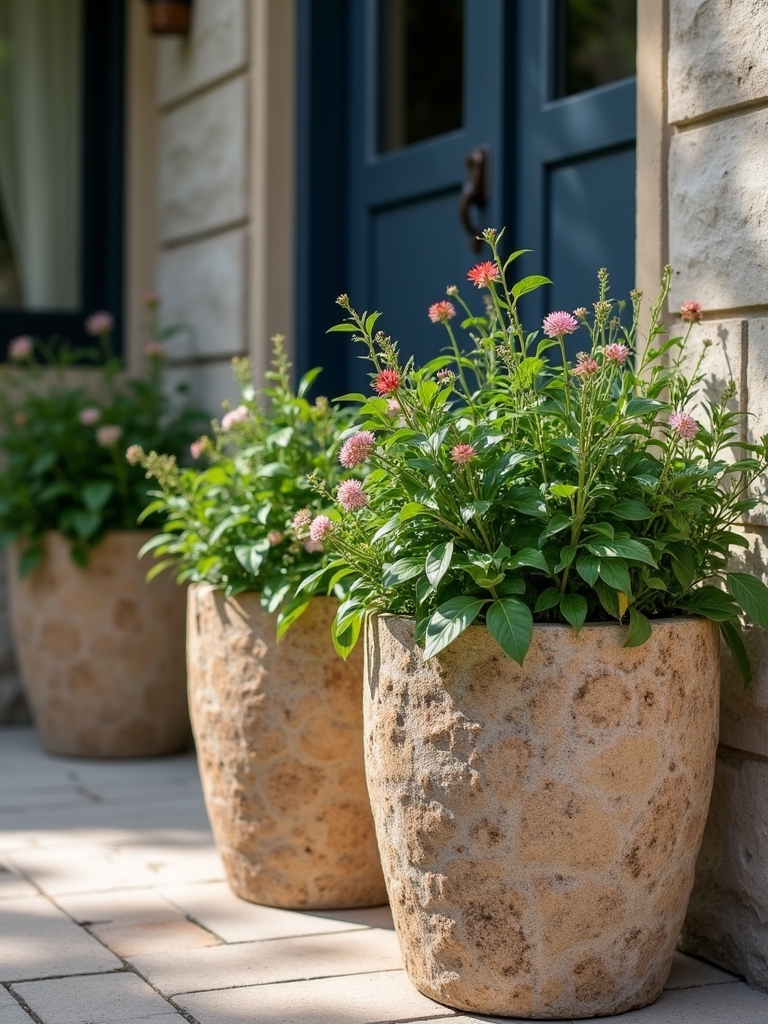 natural stone planter arrangements