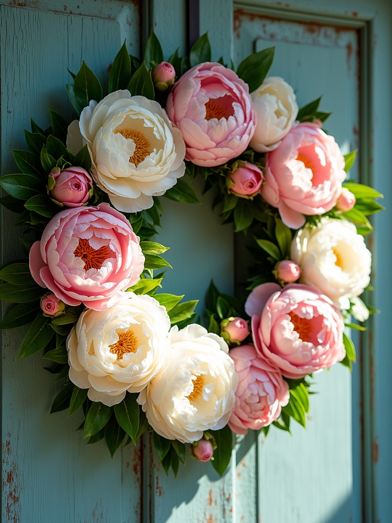peony summer wreath arrangements
