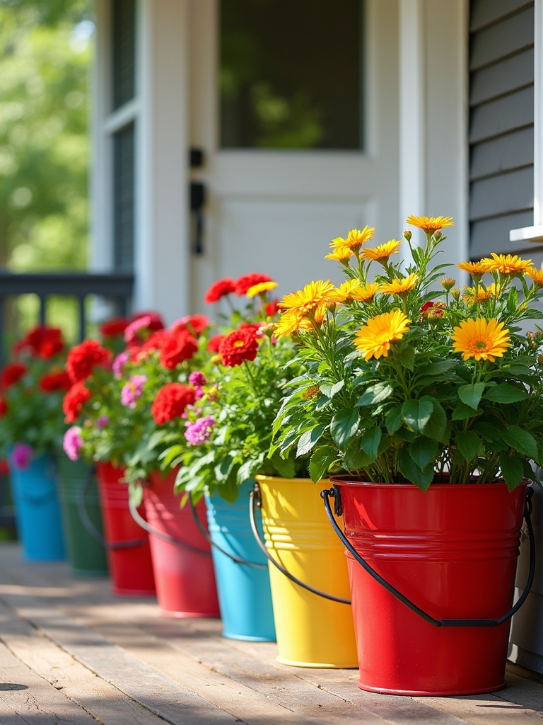 playful vintage bucket planters
