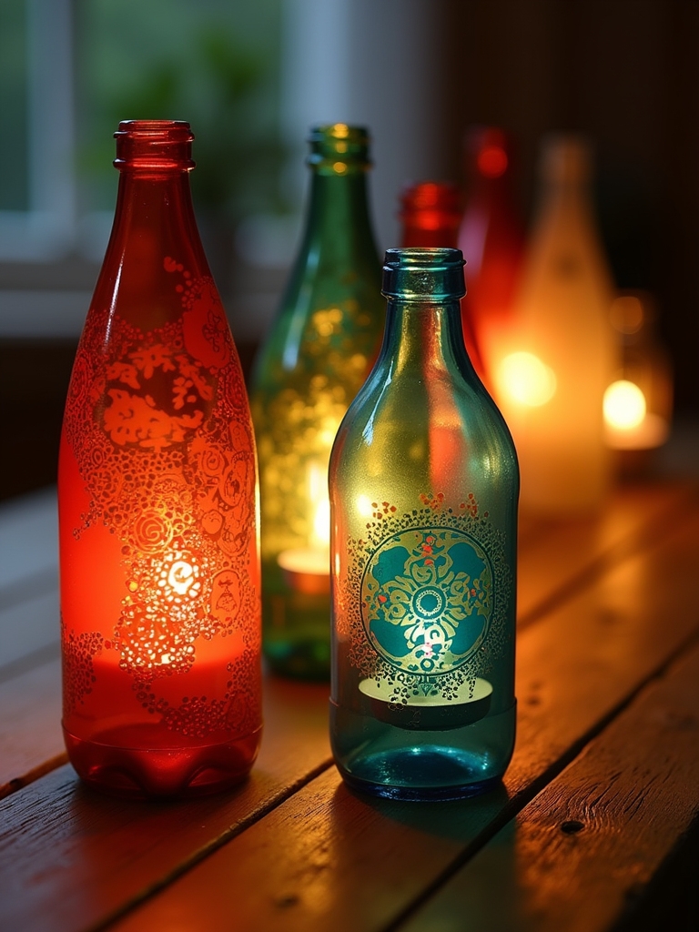 recycled bottle candle holders