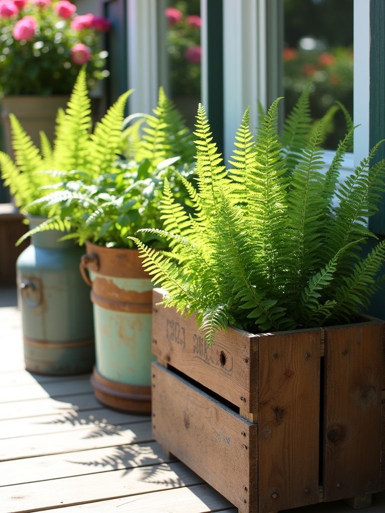 repurposed containers for ferns