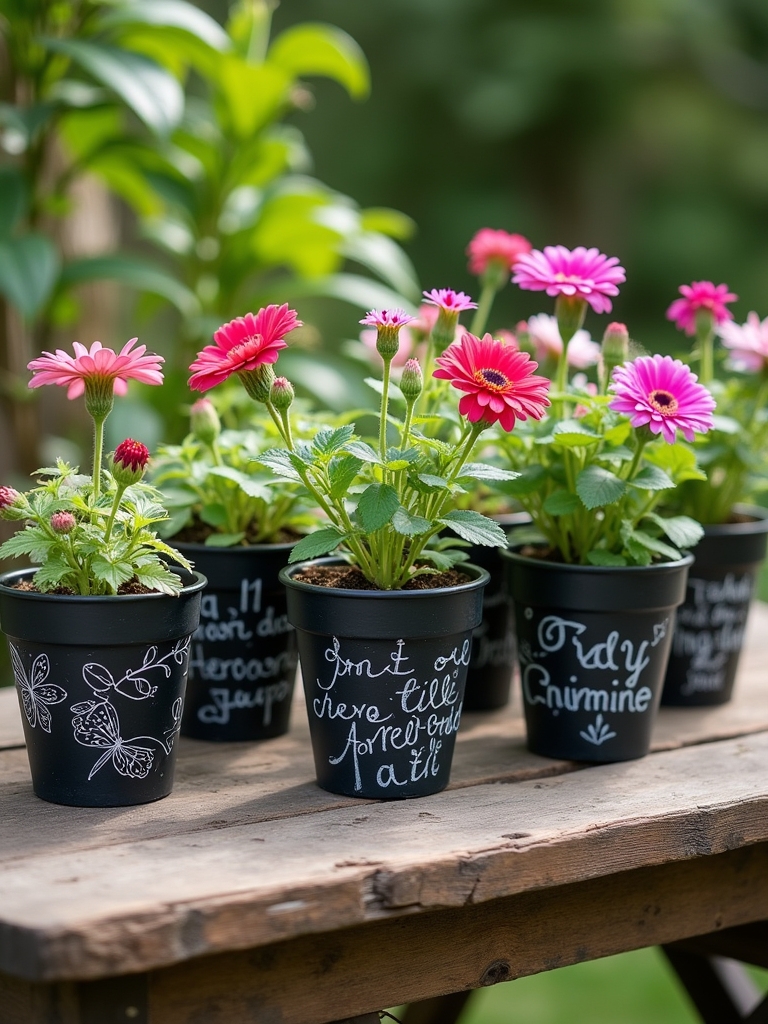 rustic chalkboard flower pot ideas