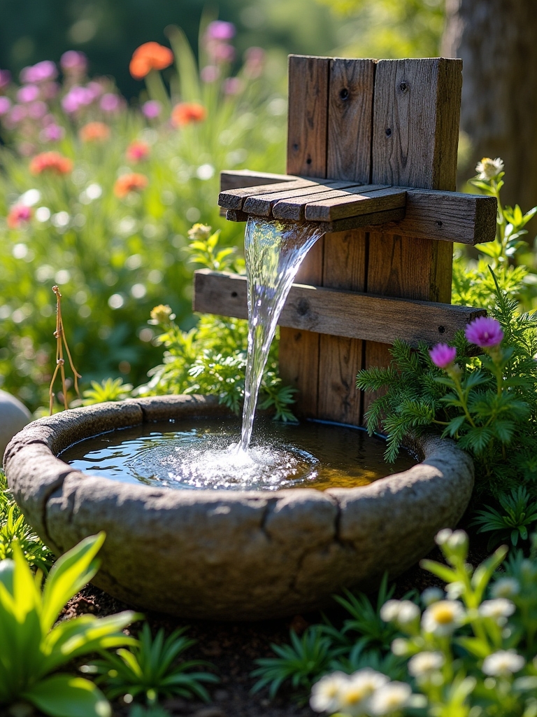 rustic eco friendly garden fountain