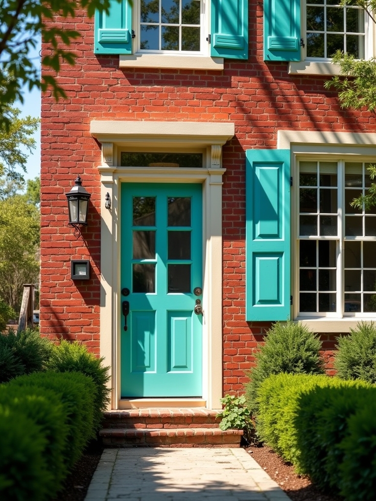 sandy beige and aqua accents