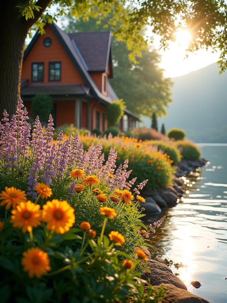 serene aquatic flower garden
