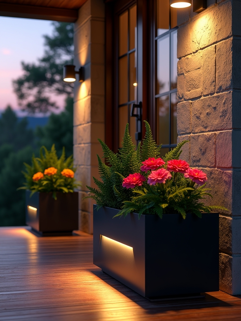 solar powered illuminated planters