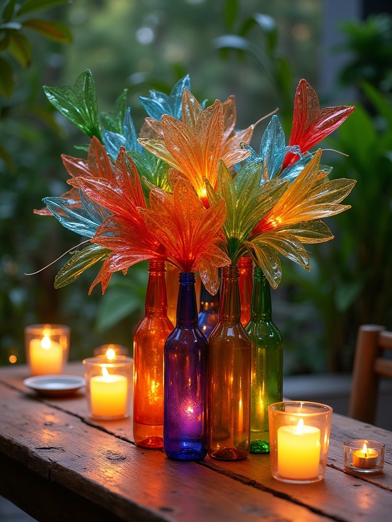 stylish plastic bottle centerpieces