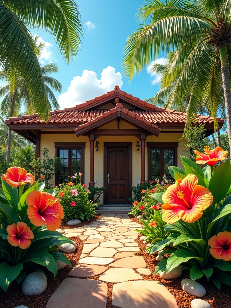 tropical flower bed paradise