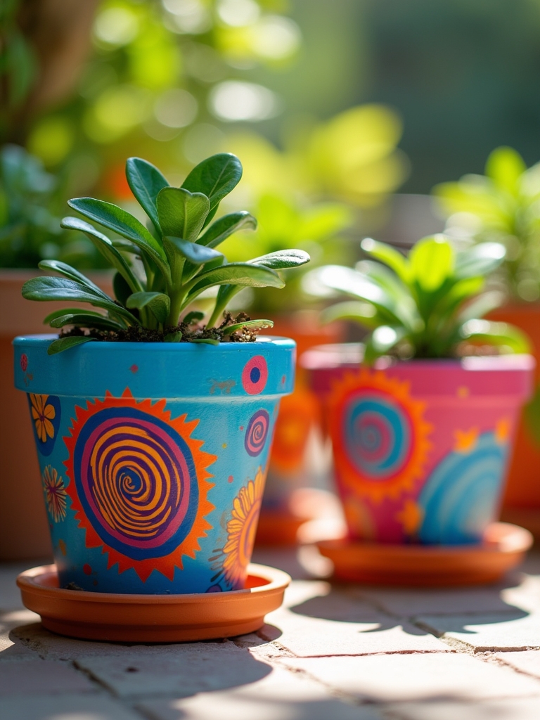 vibrant abstract pot designs