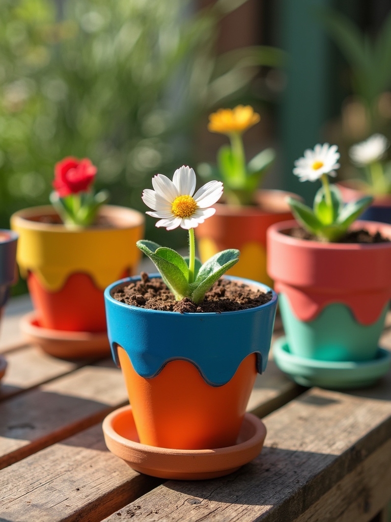 vibrant color block flower pots