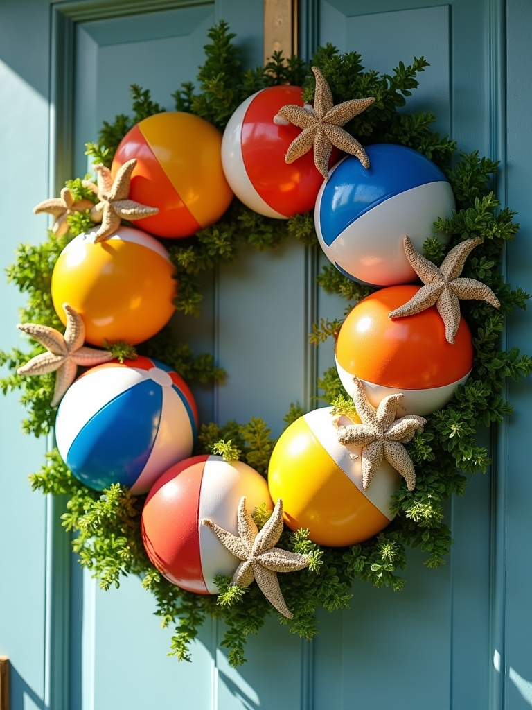 vibrant summer beach ball wreath