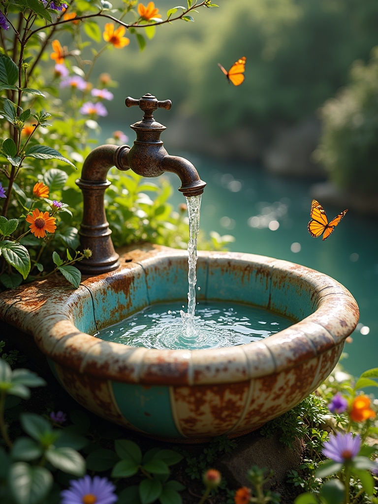 vintage garden fountain project